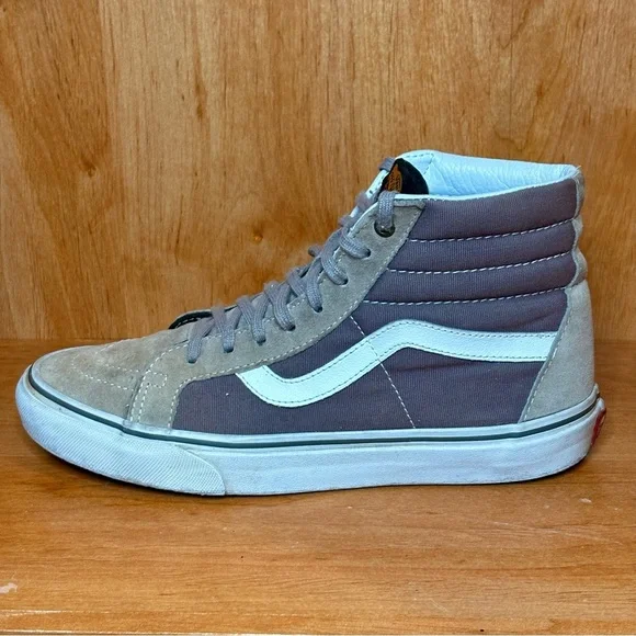 Vans Sk8-HI Old Skool Men 7 Women 8.5 Gray Tan Suede Canvas Skate Shoes Unisex - Picture 3 of 9